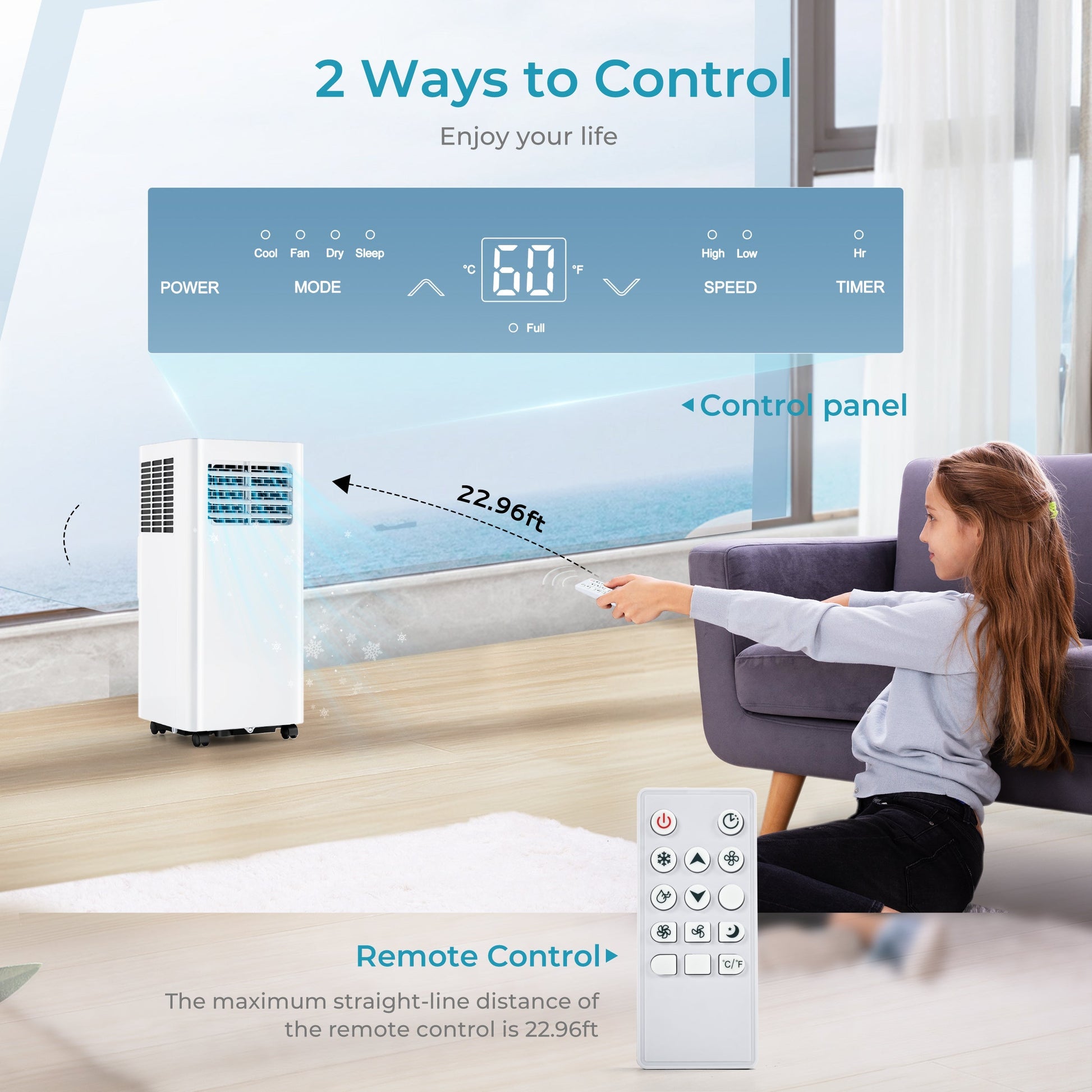 EUHOMY Portable Air Conditioners 3 in 1 Portable Cooling AC with Dehumidifier, Fan, Sleep Modes - Euhomy