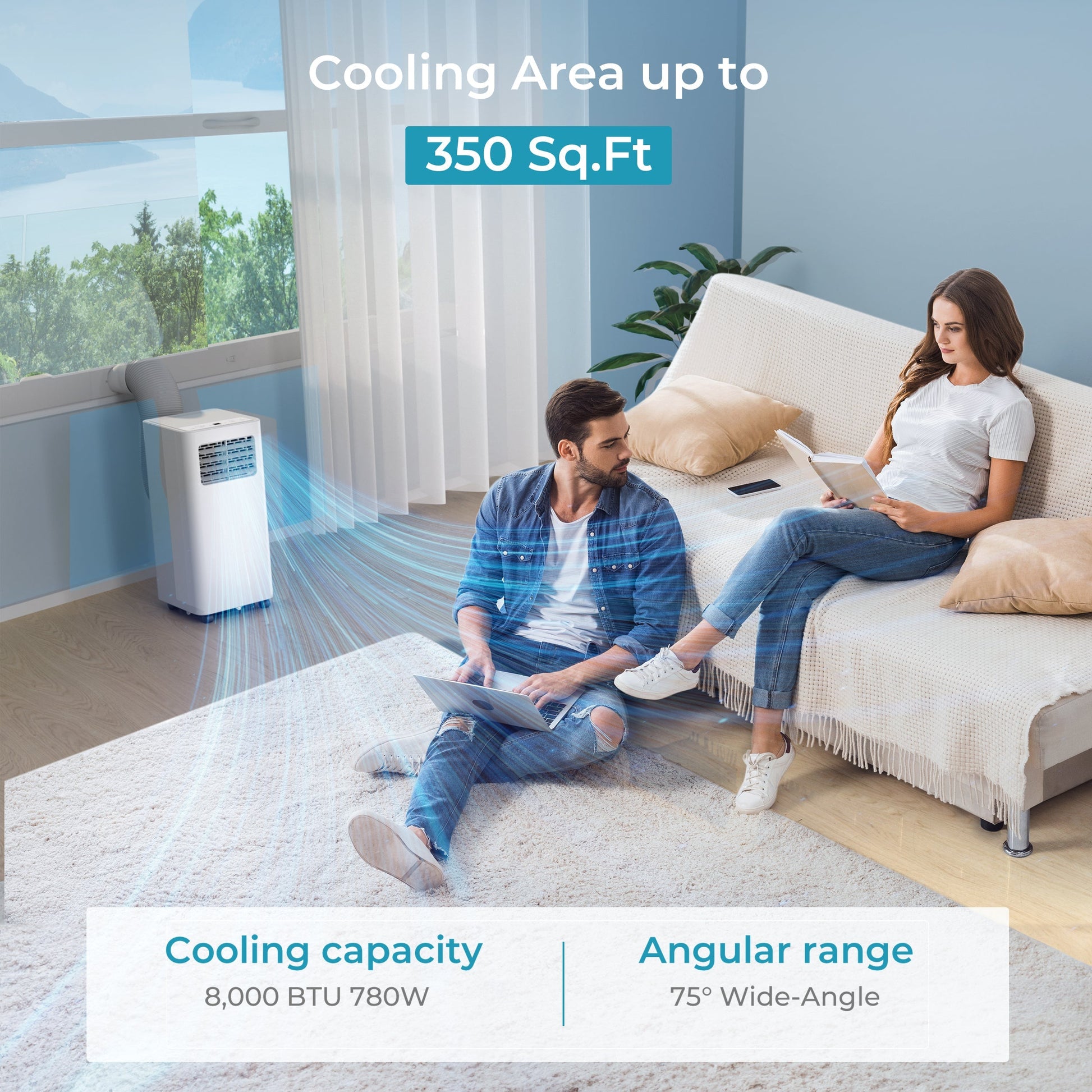 EUHOMY Portable Air Conditioners 3 in 1 Portable Cooling AC with Dehumidifier, Fan, Sleep Modes - Euhomy